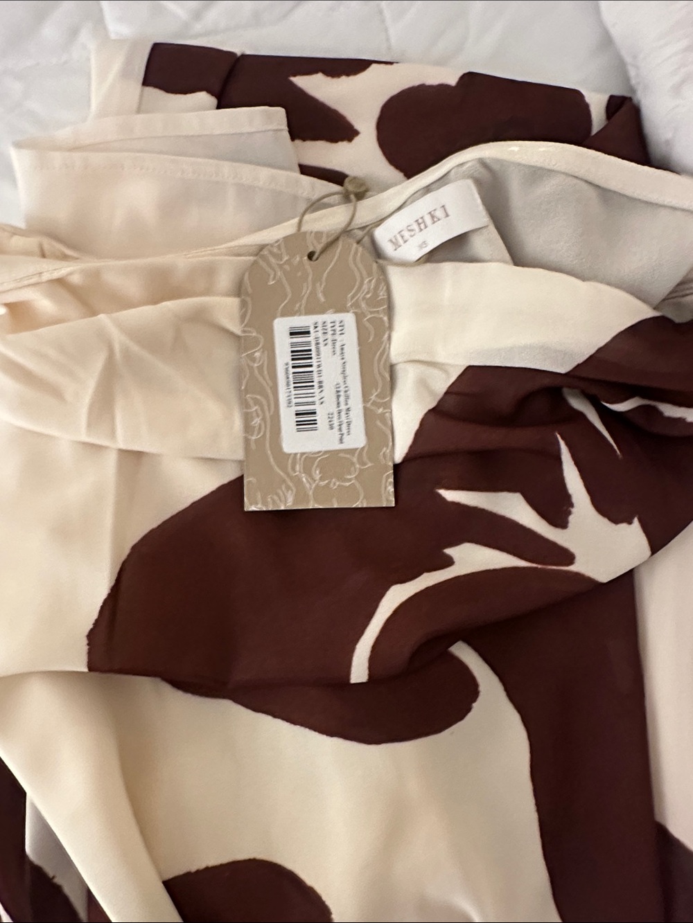 Meshki Strapless Floral Maxi Dress in Cream and Burgundy - Picture 5 of 5